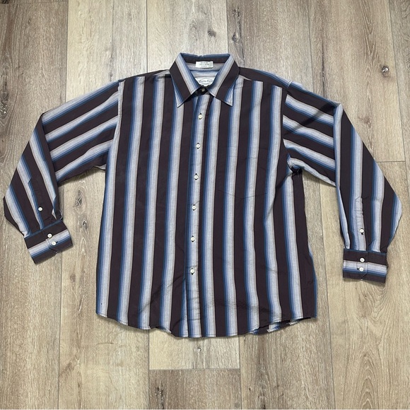 NWOT Vintage EIGHTY EIGHT Men’s Medium Striped Button Up Shirt 100% Cotton - Picture 1 of 14